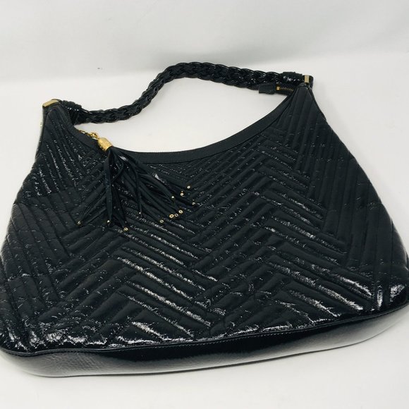 Cole Haan | Bags | Cole Haan Quilted Patent Leather Black Bag Satchel ...